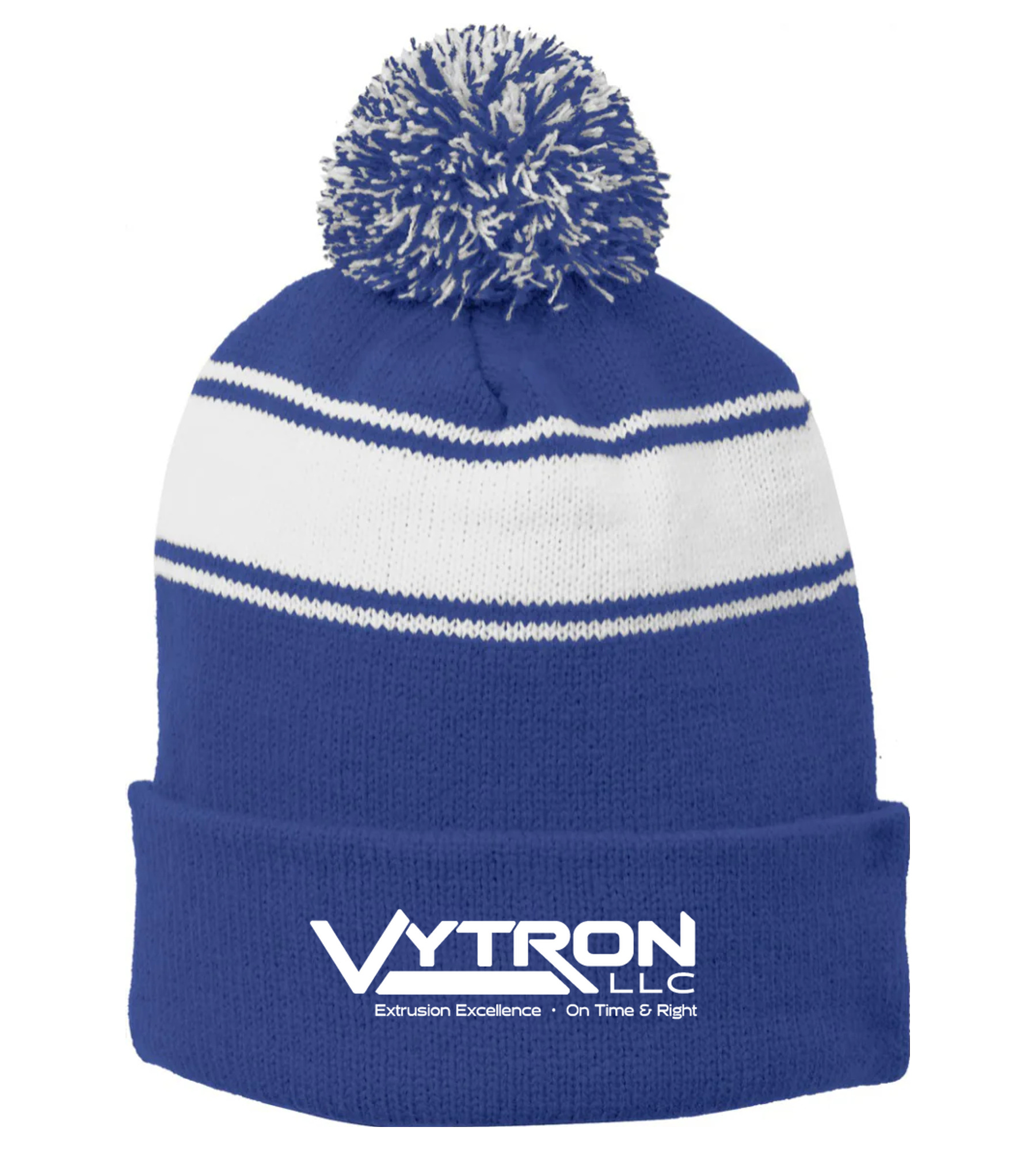 Sport-Tek Stripe Pom Pom Beanie